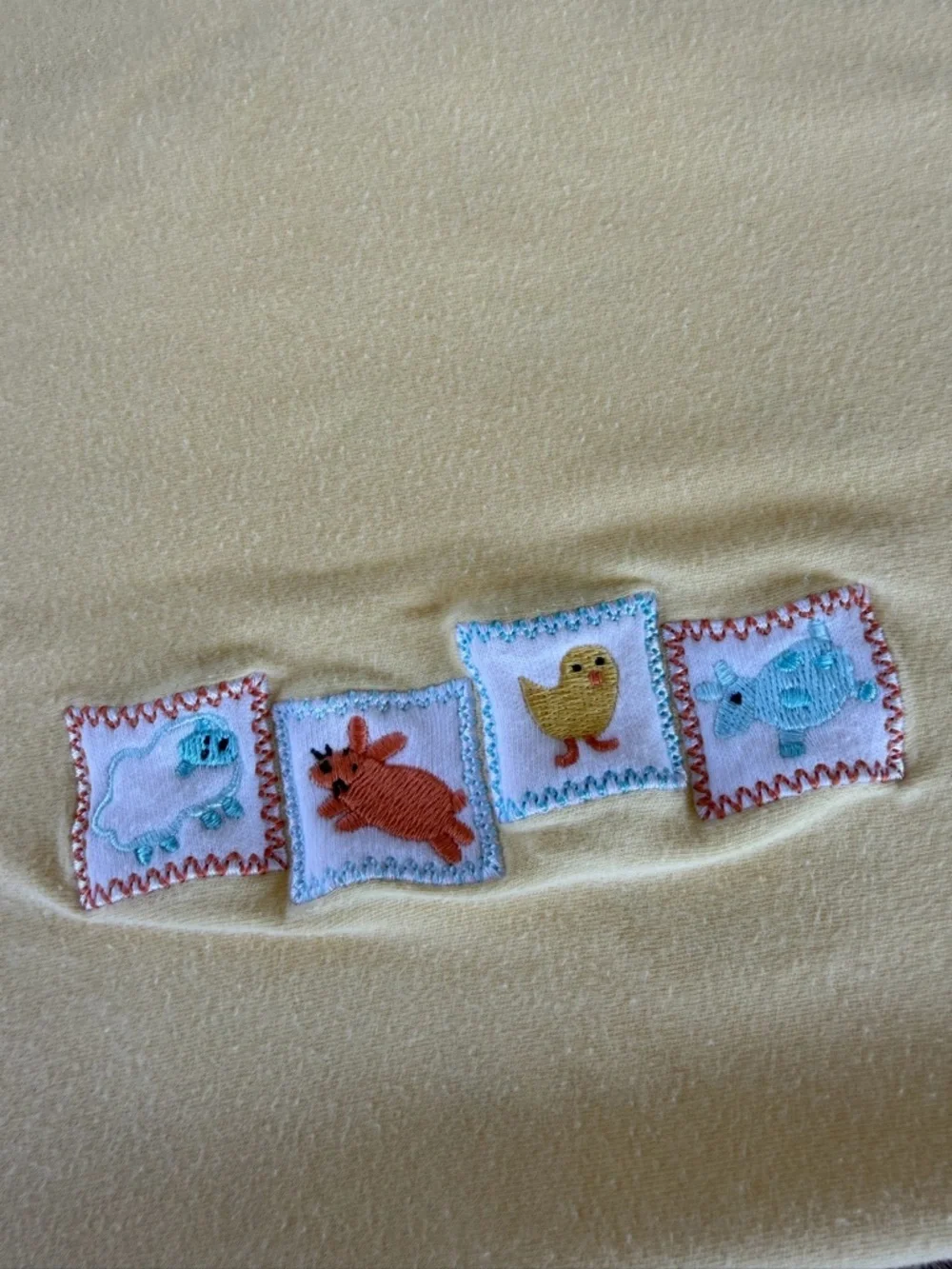 Y2K Gymboree Petting Zoo Farm Animal Baby Blanket Yellow Sheep Bunny Chick Cow